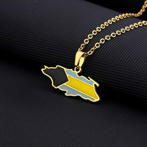 Bahamas Flag Map Necklace