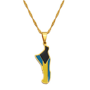 Bahamas Flag Map Necklace