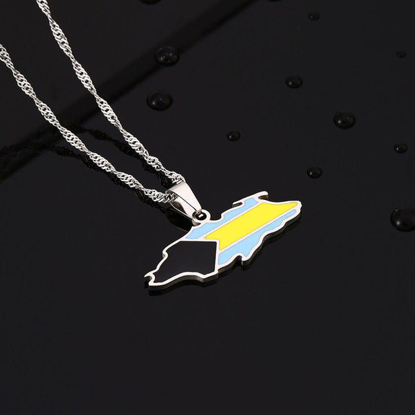 Bahamas Flag Map Necklace