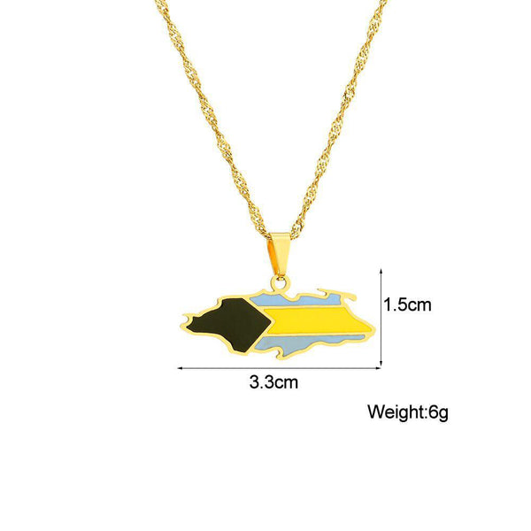 Bahamas Flag Map Necklace