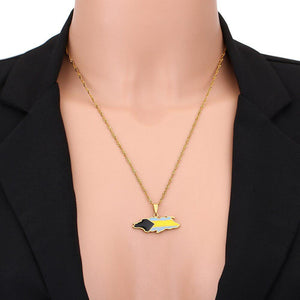 Bahamas Flag Map Necklace