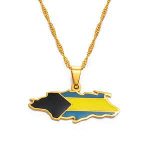 Bahamas Flag Map Necklace