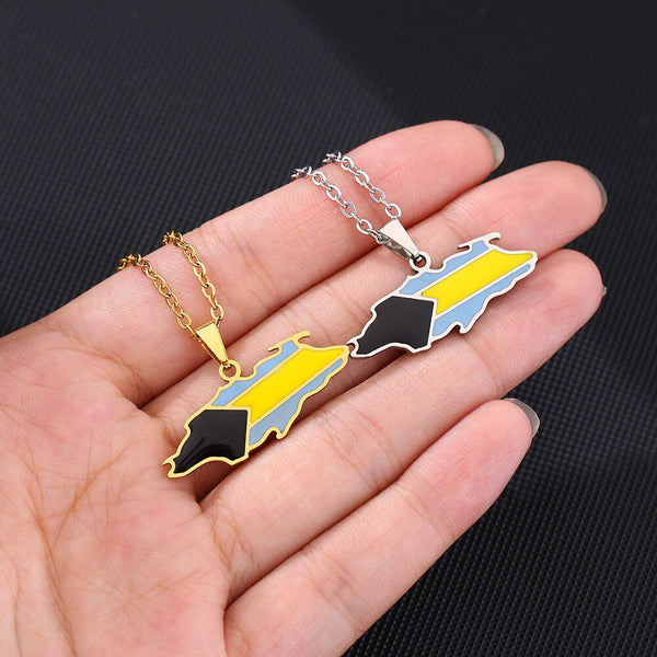 Bahamas Flag Map Necklace