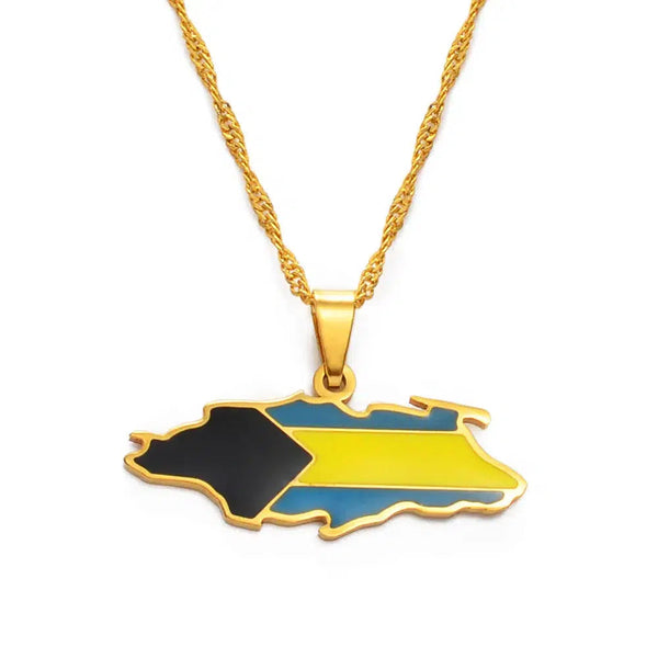 Bahamas Flag Map Necklace