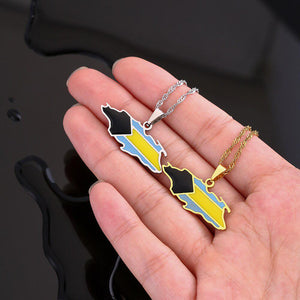 Bahamas Flag Map Necklace