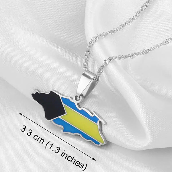 Bahamas Flag Map Necklace