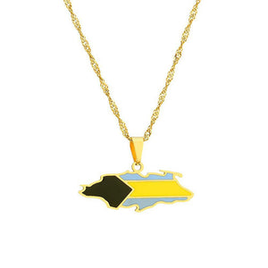 Bahamas Flag Map Necklace