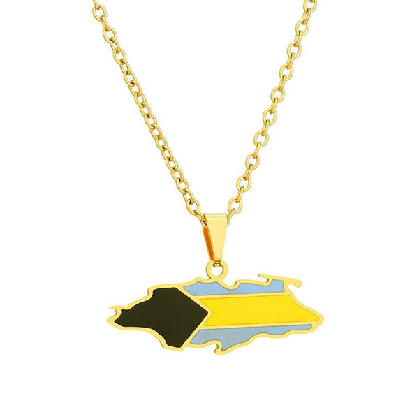 Bahamas Flag Map Necklace