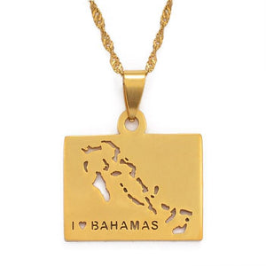 Bahamas Map Necklace