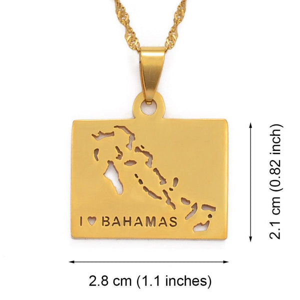 Bahamas Map Necklace