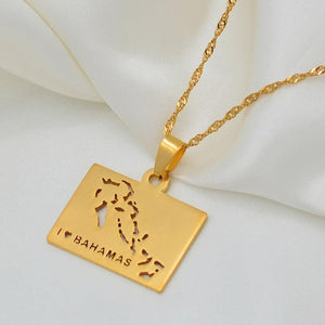 Bahamas Map Necklace