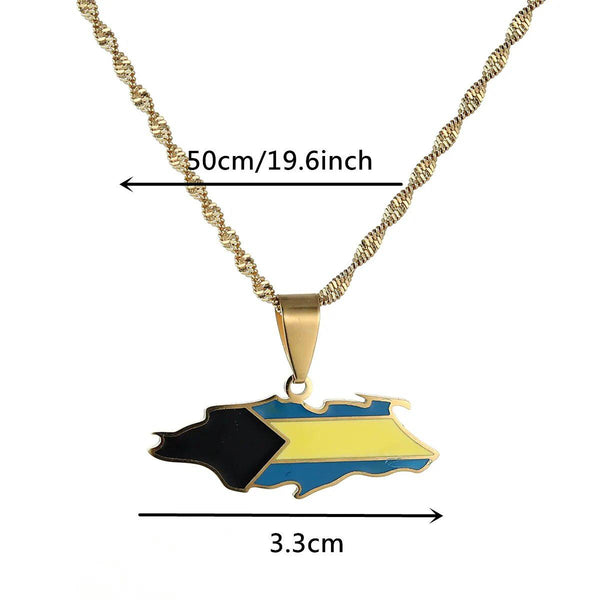 Bahamas Nassau Flag Map Necklace