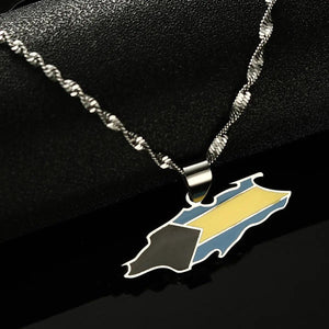Bahamas Nassau Flag Map Necklace