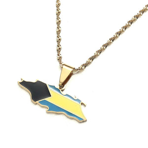 Bahamas Nassau Flag Map Necklace