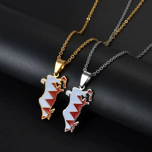 Bahrain Flag Map Necklace