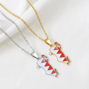 Bahrain Flag Map Necklace