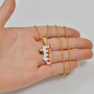 Bahrain Flag Map Necklace