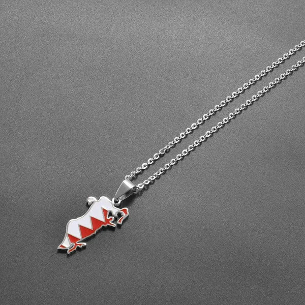 Bahrain Flag Map Necklace