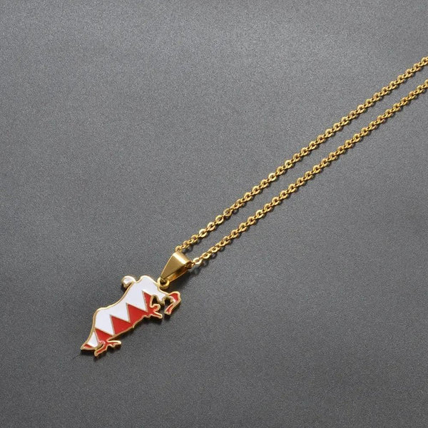 Bahrain Flag Map Necklace