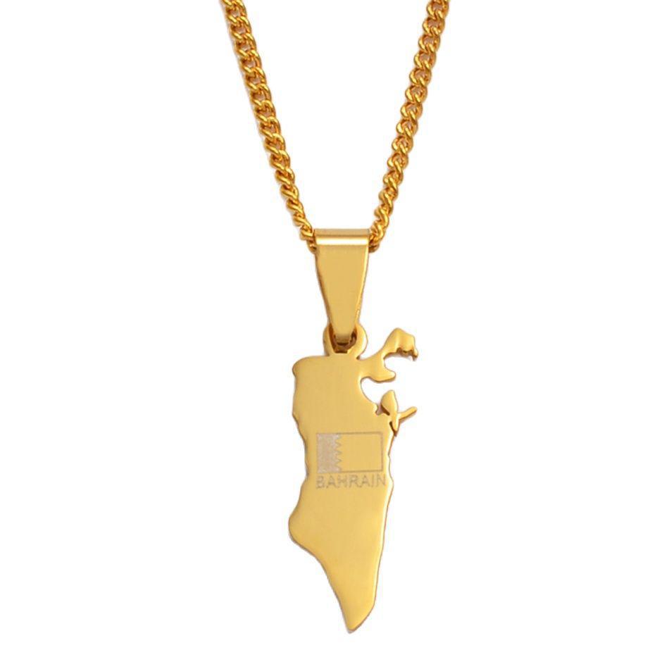 Bahrain Flag Map Necklace