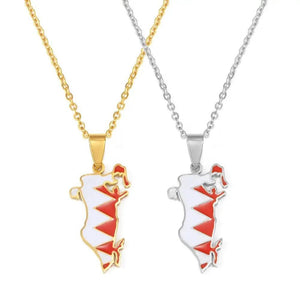 Bahrain Flag Map Necklace