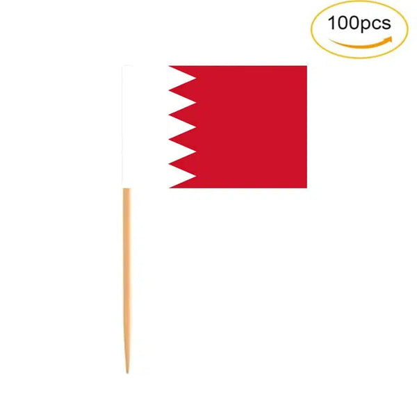 Bahrain Flag Toothpicks - Cupcake Toppers (100Pcs)