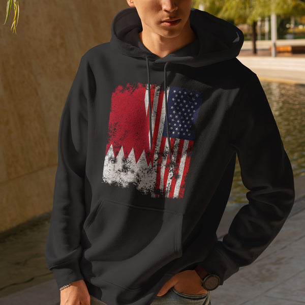 Bahrain USA Flag - Half American Hoodie