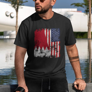 Bahrain USA Flag - Half American T-Shirt