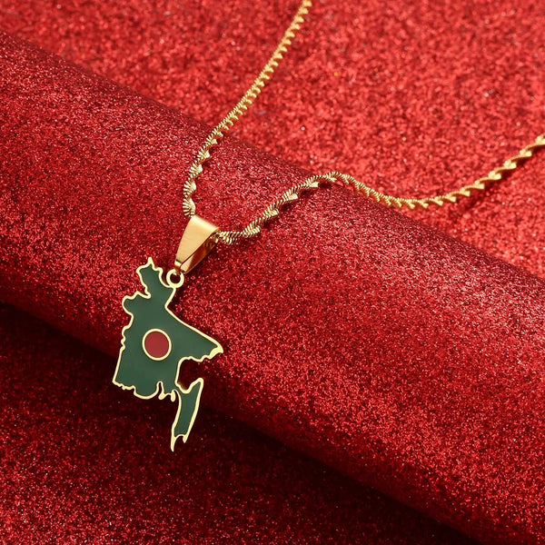 Bangladesh Flag Map Necklace