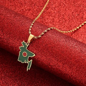 Bangladesh Flag Map Necklace