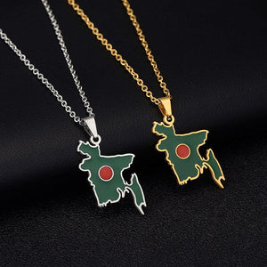 Bangladesh Flag Map Necklace