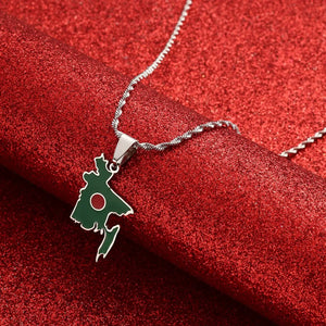 Bangladesh Flag Map Necklace