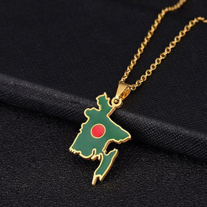 Bangladesh Flag Map Necklace