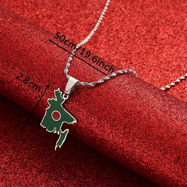 Bangladesh Flag Map Necklace
