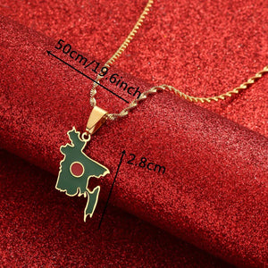 Bangladesh Flag Map Necklace