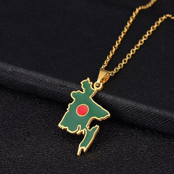 Bangladesh Flag Map Necklace