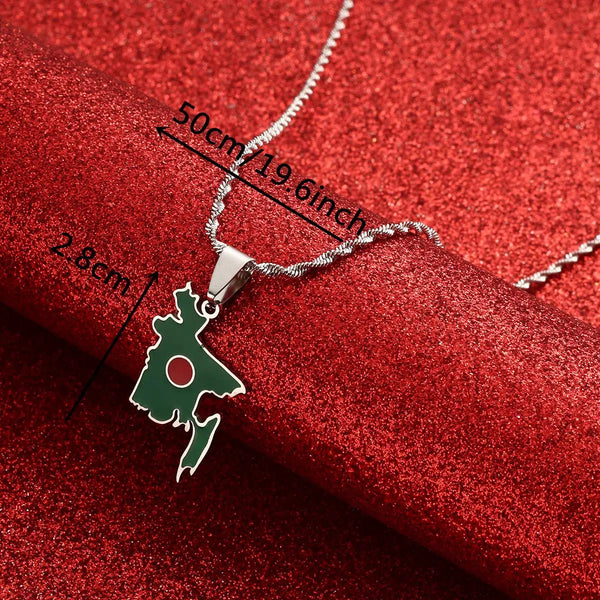 Bangladesh Flag Map Necklace