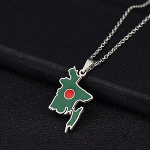 Bangladesh Flag Map Necklace