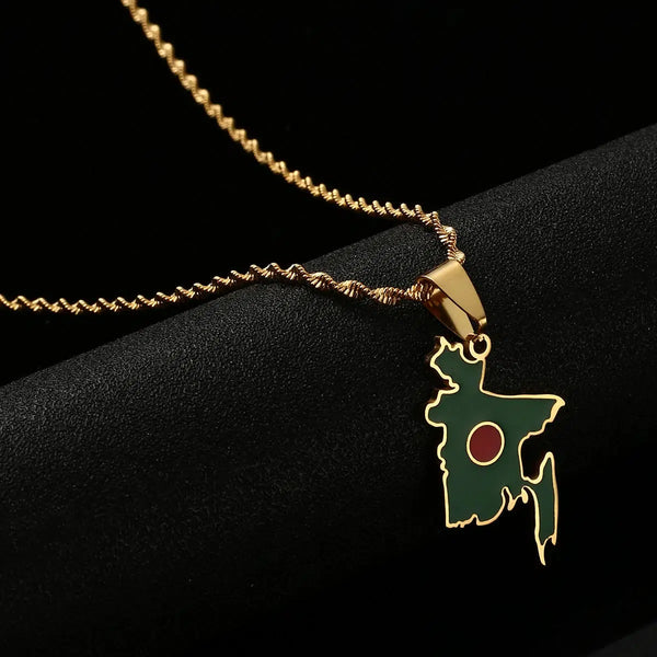 Bangladesh Flag Map Necklace