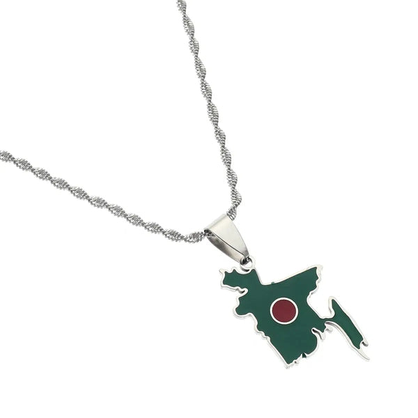 Bangladesh Flag Map Necklace