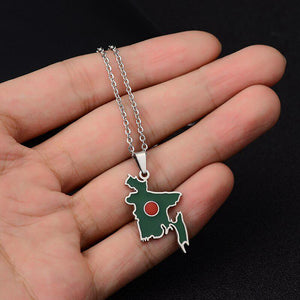 Bangladesh Flag Map Necklace