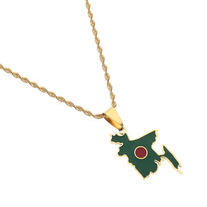 Bangladesh Flag Map Necklace