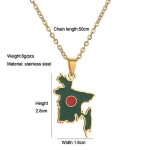 Bangladesh Flag Map Necklace