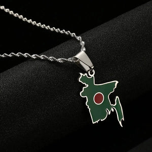 Bangladesh Flag Map Necklace