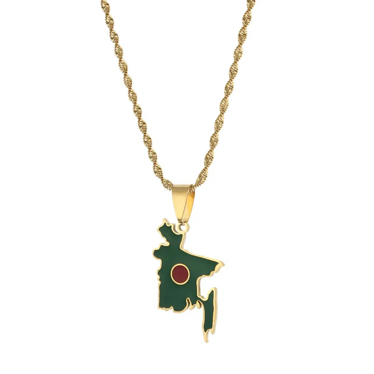 Bangladesh Flag Map Necklace