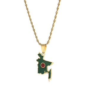 Bangladesh Flag Map Necklace