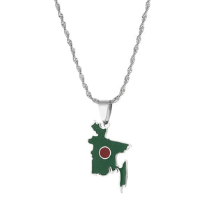 Bangladesh Flag Map Necklace