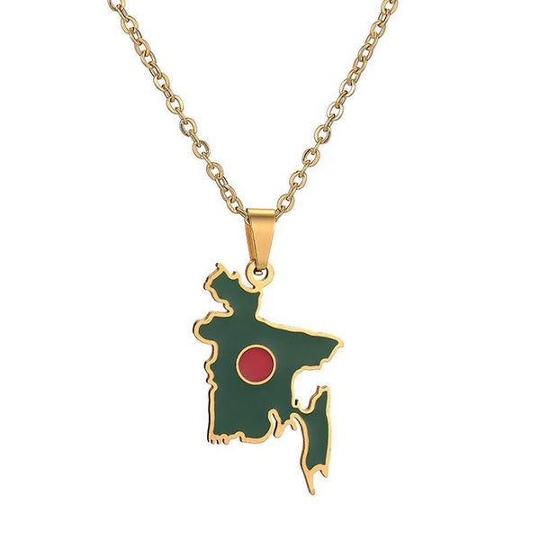 Bangladesh Flag Map Necklace