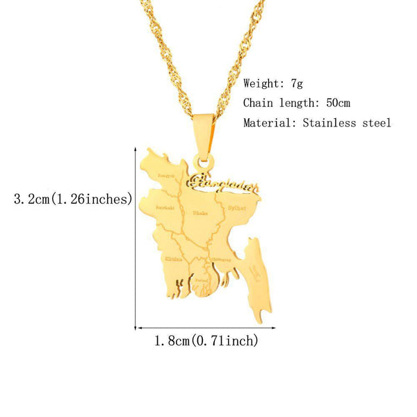 Bangladesh Map Necklace