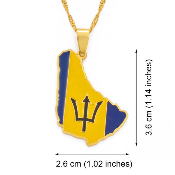 Barbados Flag Map Necklace